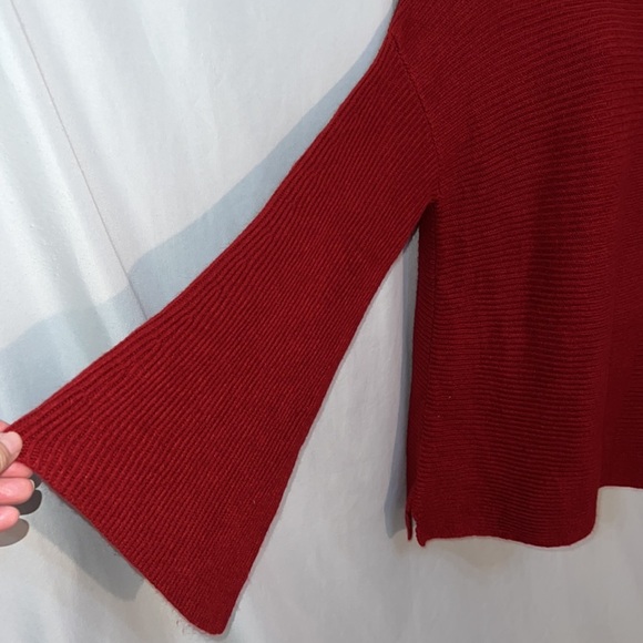 CHERFLY Womens Red Bell Long Sleeve Sweater Size L - Picture 2 of 7